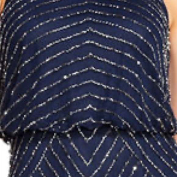 COPY - Adrienne Papell Art Deco Navy Dress - Picture 9 of 11